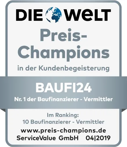 Bild: Branchen-Liebling: Baufi24 siegt als Preis-Champion 2019