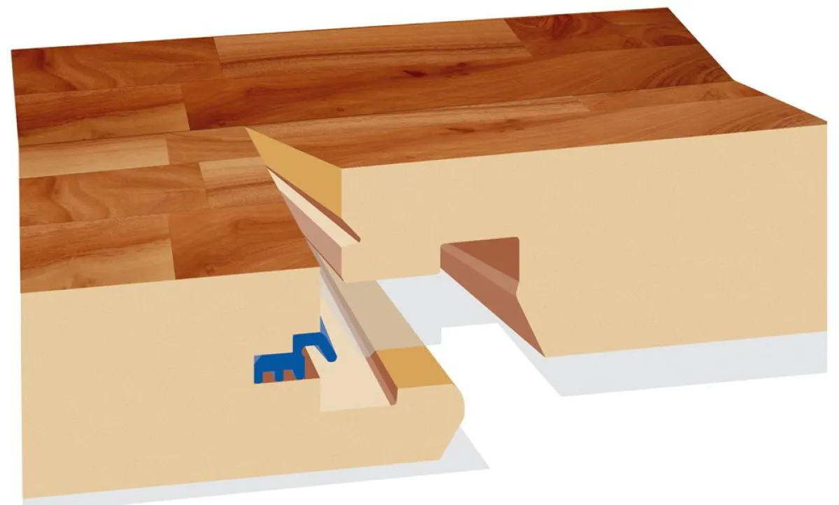 Das Verriegelungselement sorgt für eine hochfeste Verbindung beim fold-down-Verlegesystem \