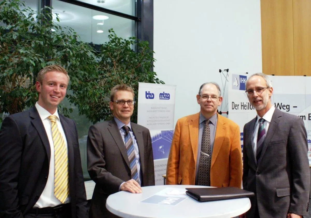 Heinrich Laas (Giebel FilTec GmbH), Michael Rieger (Bürgschaftsbank), Oliver Förster (MONEX), Dr Roland Raff (L-Bank) (v.l.)