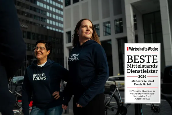 Bild: Intertours als „Bester Mittelstands-Dienstleister 2026“ von der WirtschaftsWoche ausgezeichnet