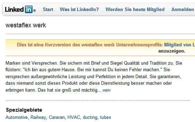 Bild: Westaflex unternehmensweit auf LinkedIN