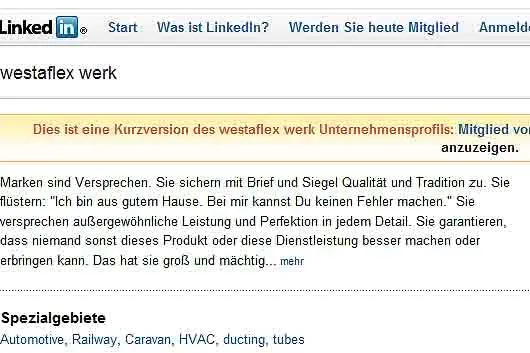 Bild: Westaflex unternehmensweit auf LinkedIN