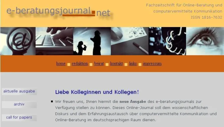 5. Ausgabe des e-beratungsjournal.net online Bild: 5. Ausgabe des e-beratungsjournal.net online