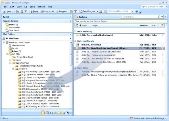 Bild: Riva mit zentraler e-mail Archivierung im CRM-System