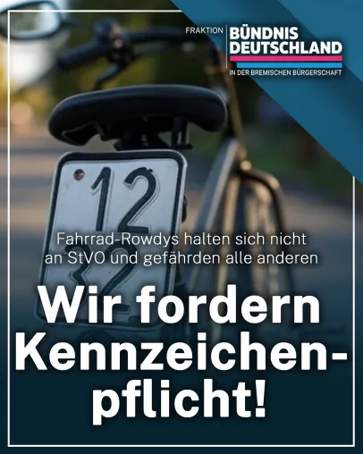BD-Fraktion: Antrag zur Kennzeichenpflicht für Fahrräder Bild: BD-Fraktion: Antrag zur Kennzeichenpflicht für Fahrräder