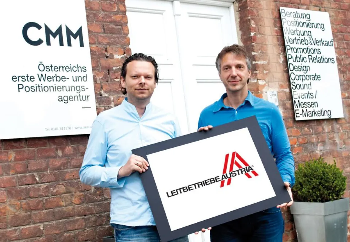 Jürgen Mellak und Christian Mörth freuen sich über die Aufnahme ihrer Agentur in das renommierte Netzwerk der Leitbetriebe Austria