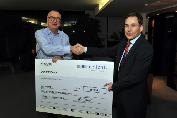 Bild: Hilfe für kranke Kinder statt Weihnachtsgeschenke: cellent AG spendet 10.000 Euro an STAR CARE e. V.
