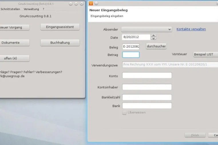 Bild: Neue Version 0.8.1 der Open-Source-Buchhaltung Gnuaccounting
