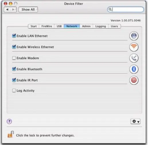 Bild: Wer darf was - Device Filter regelt die Konnektivität unter Mac OS X 10.5 Leopard