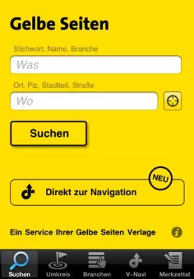 Bild: Die App von Gelbe Seiten jetzt mit kostenloser Navigation