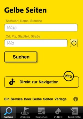 Bild: Die App von Gelbe Seiten jetzt mit kostenloser Navigation