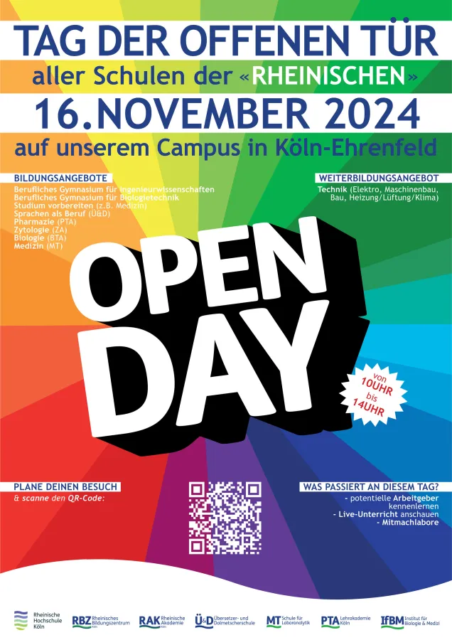 Die Schulen der Rheinischen laden am 16.11.2024 zum Tag der offenen Tür von 10 bis 14 Uhr ein. (© RBZ)