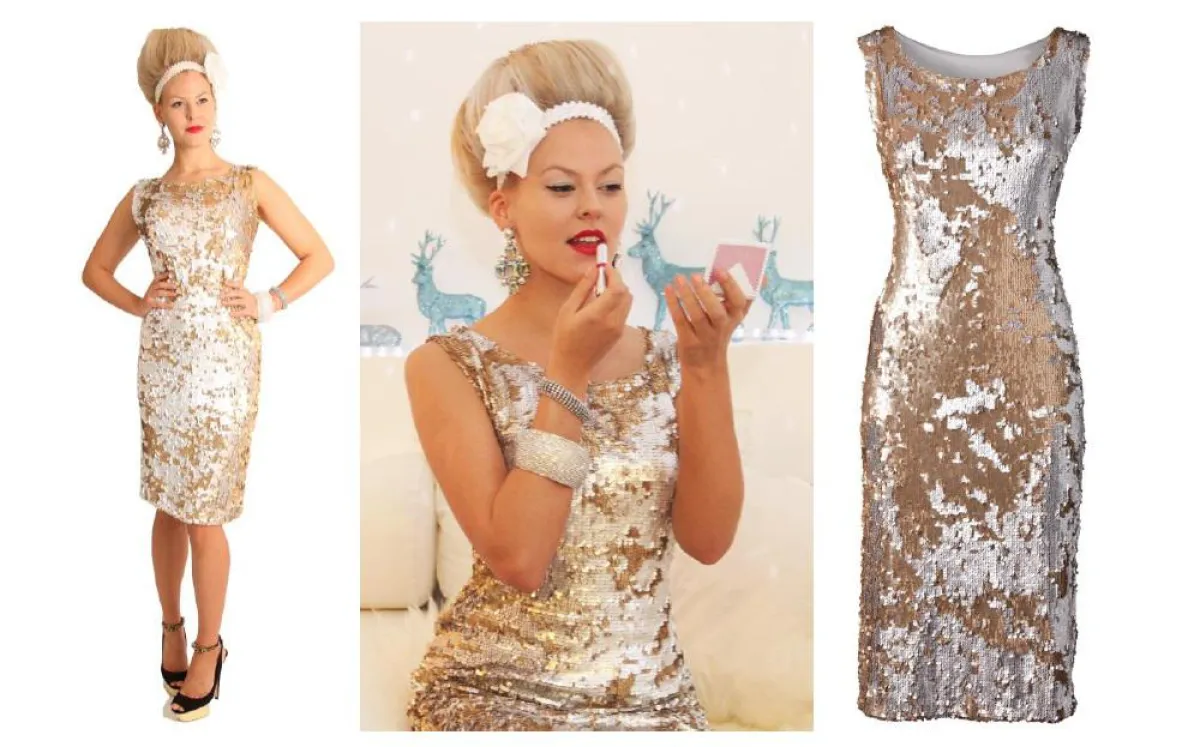 Samtherz: Golden Shadow Cocktail Kleid