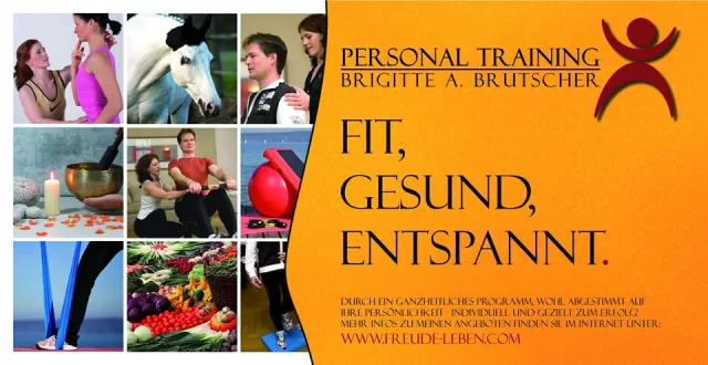 Bild: FIT, GESUND, ENTSPANNT. So lautet das Motto der Corporate Identity von Personal Trainerin Brigitte Brutscher