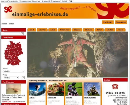 Bild: Das Onlineportal einmalige-erlebnisse.de bietet Erlebnisgeschenke für fast jeden Anlass