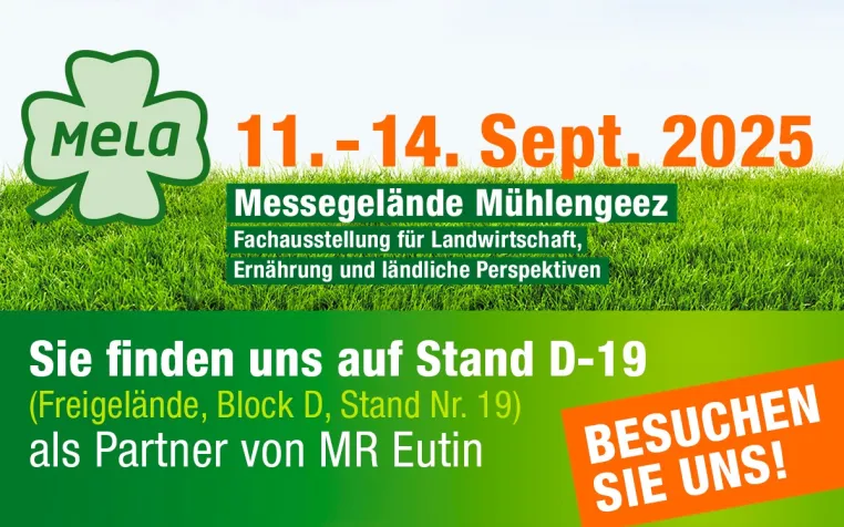 AGROsolution & BTU-Center Europe sind von 11.09. - 14.09.2025 auf der MeLa in Mühlengeez (D) Bild: AGROsolution & BTU-Center Europe sind von 11.09. - 14.09.2025 auf der MeLa in Mühlengeez (D)