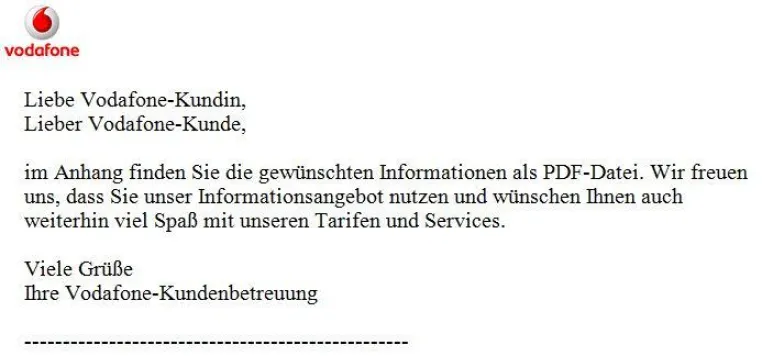 Bild: antispameurope Warnung: Virus kommt als Vodafone Supportmail