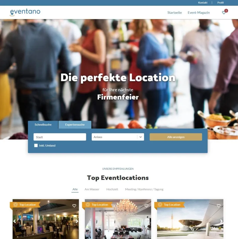 eventano - Das Suchportal für Eventlocations