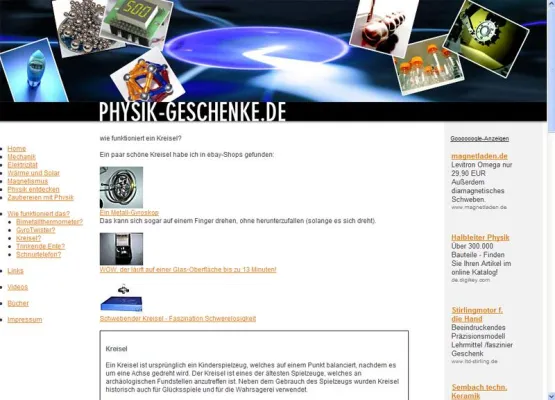 Bild: Gesammelte Informationen und Geschenkideen für physikinteressierte User