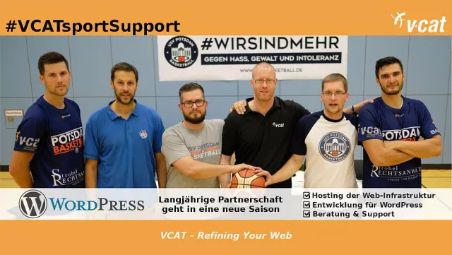VCAT verlängert langjähriges Sponsoring mit den Basketballern des USV Potsdam Bild: VCAT verlängert langjähriges Sponsoring mit den Basketballern des USV Potsdam
