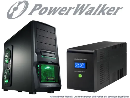 Bild: PowerWalker USV mit reinem Sinuswellen Ausgang. Schutz für Geräte wie Game PC / Server und Netzteile mit APFC