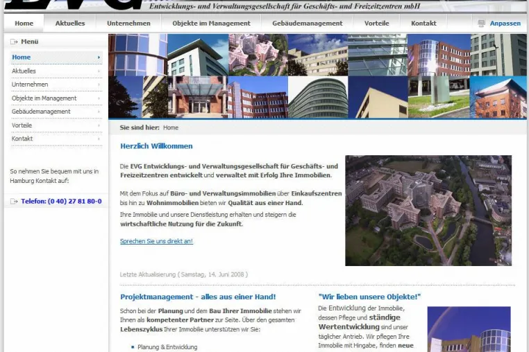 Bild: EVG Entwicklungs- und Verwaltungsgesellschaft für Geschäfts- und Freizeitzentren ab sofort im Internet