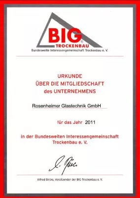 Bild: GLASTEC wird neues Mitglied bei BIG Trockenbau e.V.