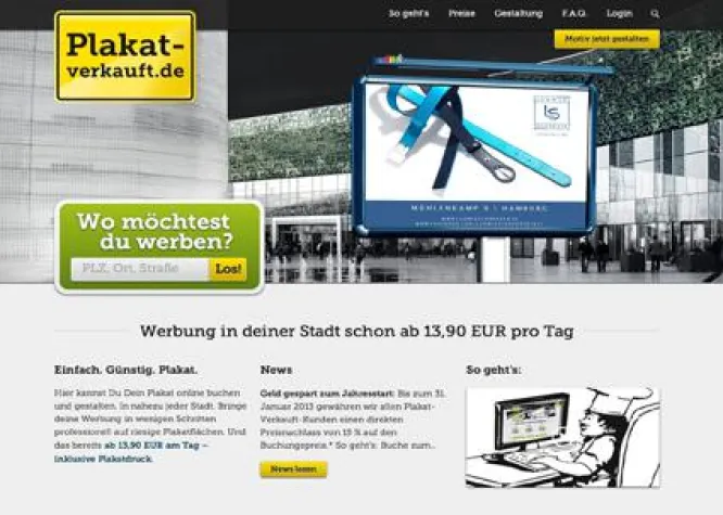 Bild: Günstiger, einfacher, schneller – Das neue Plakat-verkauft.de