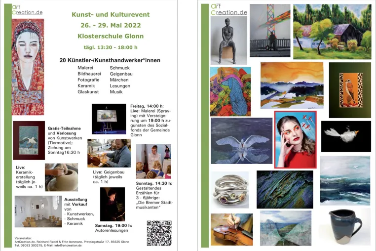 Kunst- und Kulturevent 26. - 29. 5 Klostergalerie Glonn Bild: Kunst- und Kulturevent 26. - 29. 5 Klostergalerie Glonn