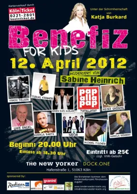 „Benefiz for Kids“ Bunter Konzert-Comedy-Abend zugunsten der Ersten Kölner Kinderstadt Bild: „Benefiz for Kids“ Bunter Konzert-Comedy-Abend zugunsten der Ersten Kölner Kinderstadt