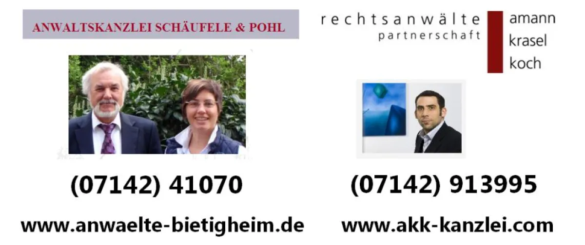 Rechtsanwaltskanzleien Bietigheim Amann Krasel Koch und Schäufele & Pohl