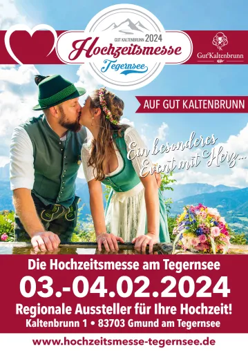 Hochzeitsmesse Tegernsee auf Gut Kaltenbrunn vom 03.-04.02.2024 Bild: Hochzeitsmesse Tegernsee auf Gut Kaltenbrunn vom 03.-04.02.2024