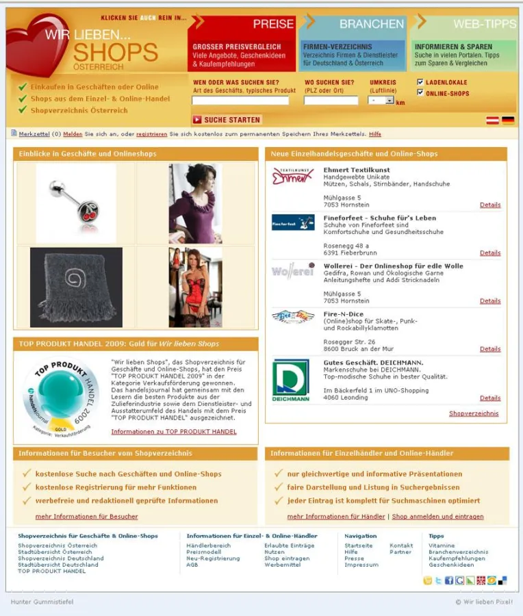 Suchmaschinenfreundliches Shopverzeichnis mit neuem, frischen Design