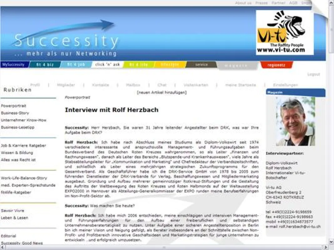 Interview mit Rolf Herzbach im Successity-Magazin