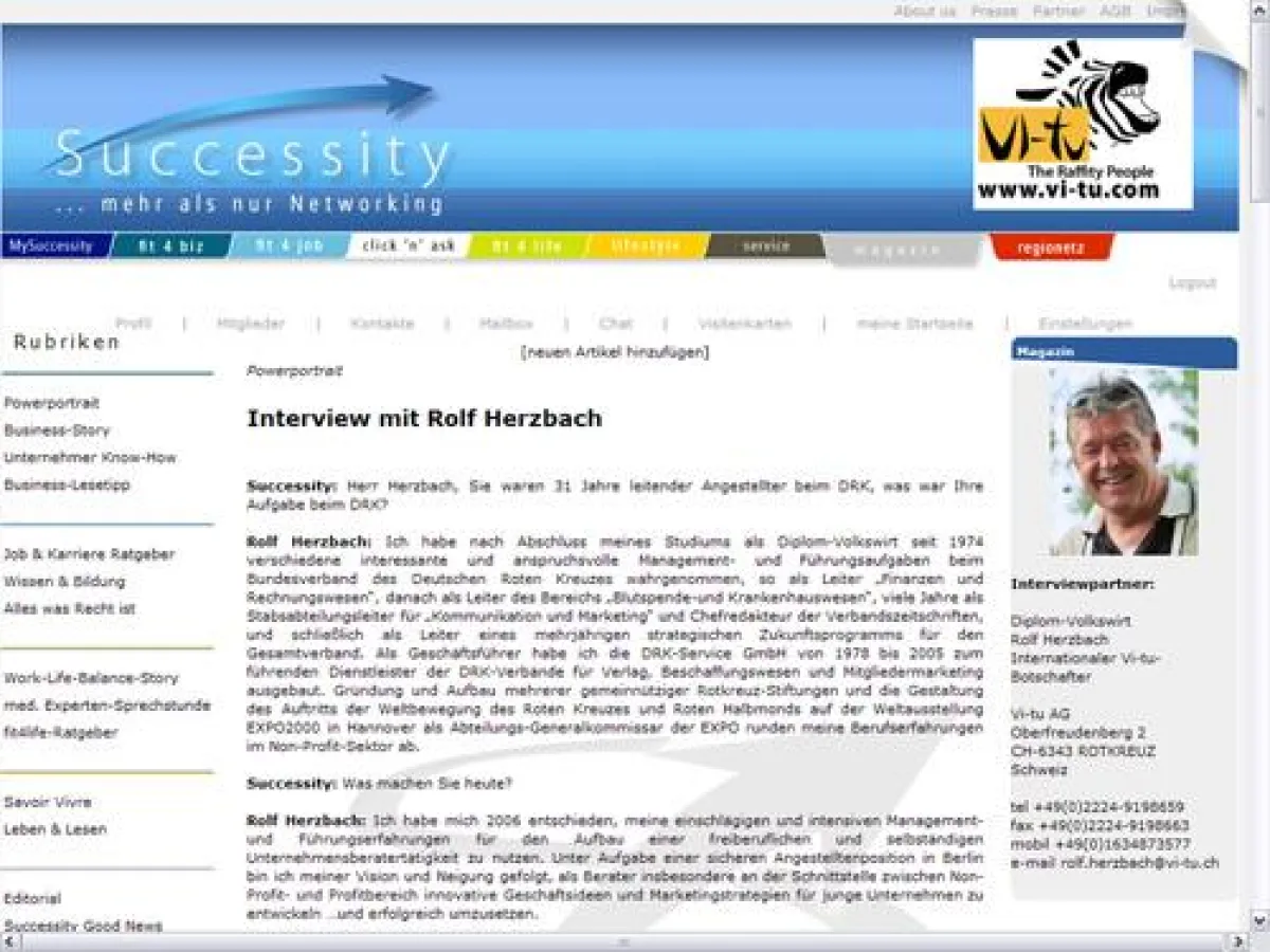 Interview mit Rolf Herzbach im Successity-Magazin
