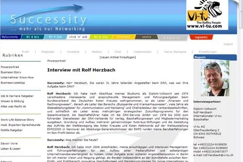 Vi-tu Botschafter Rolf Herzbach im Interview mit Successity.de Bild: Vi-tu Botschafter Rolf Herzbach im Interview mit Successity.de