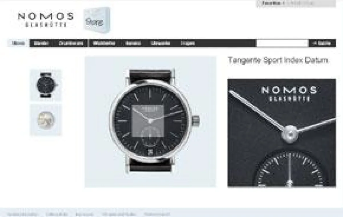 Der neue, von shoptimax realisierte, Webstore von NOMOS Glashütte