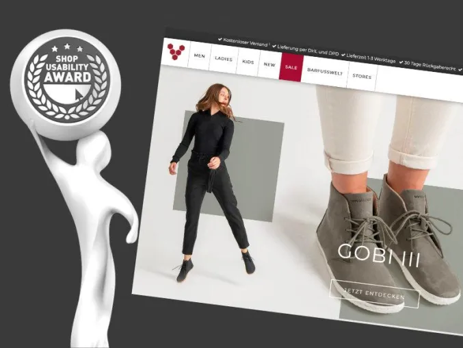 EOD European Online Distribution GmbH gewinnt mit vivobarefoot.de den Shop Usability Award Bild: EOD European Online Distribution GmbH gewinnt mit vivobarefoot.de den Shop Usability Award