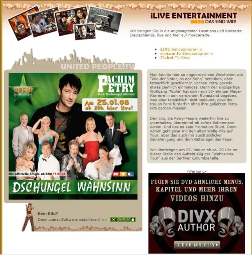 Live-Entertainment erobert heimische PCs - MyLifeGuide launcht neues Community-Portal Bild: Live-Entertainment erobert heimische PCs - MyLifeGuide launcht neues Community-Portal