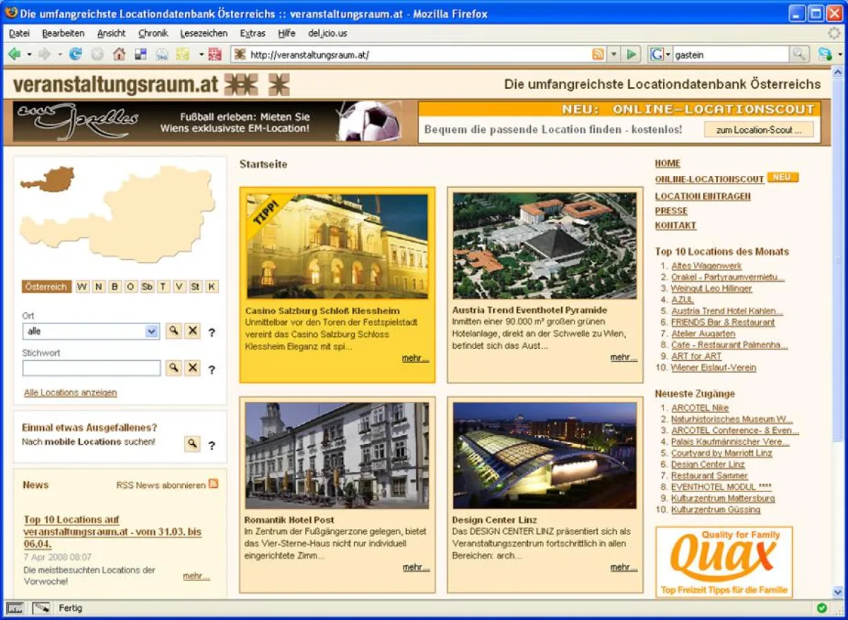 Orte zum Mitfiebern und Abfeiern: Das spannende Location-Angebot für EM-Events auf www.veranstaltungsraum.at