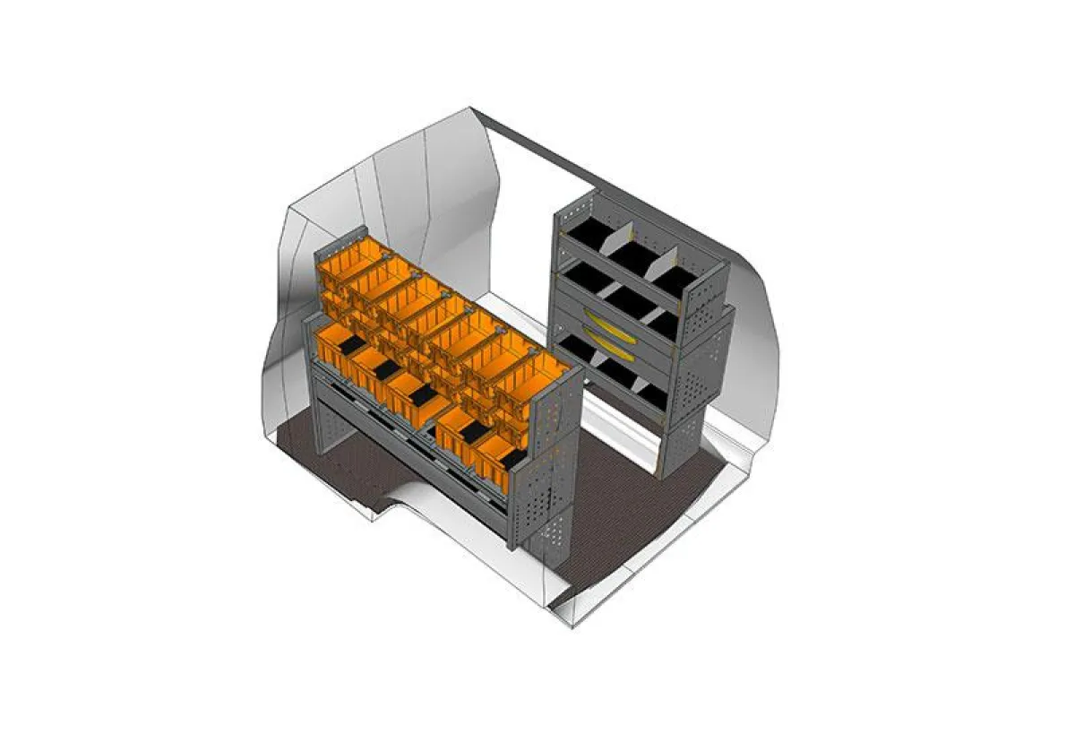 StoreVan professionelle Einrichtung in einem Volkswagen Caddy