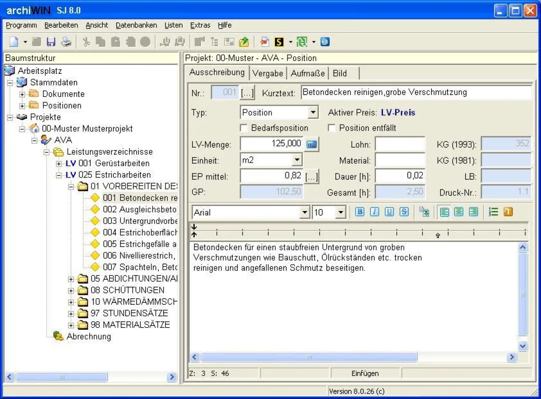 Ausschreibungsprogramm archiwin SJ AVA V8.0