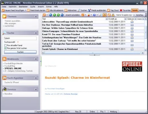 Bild: Kostenloser RSS-Reader mit integrierter Feed-Suchmaschine