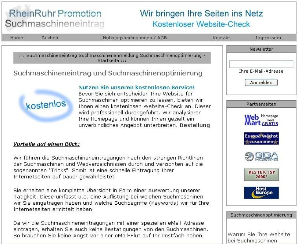 RheinRuhrPromotion bietet neben einem kostenlosen Verbraucherportal auch Suchmaschinenoptimierung an