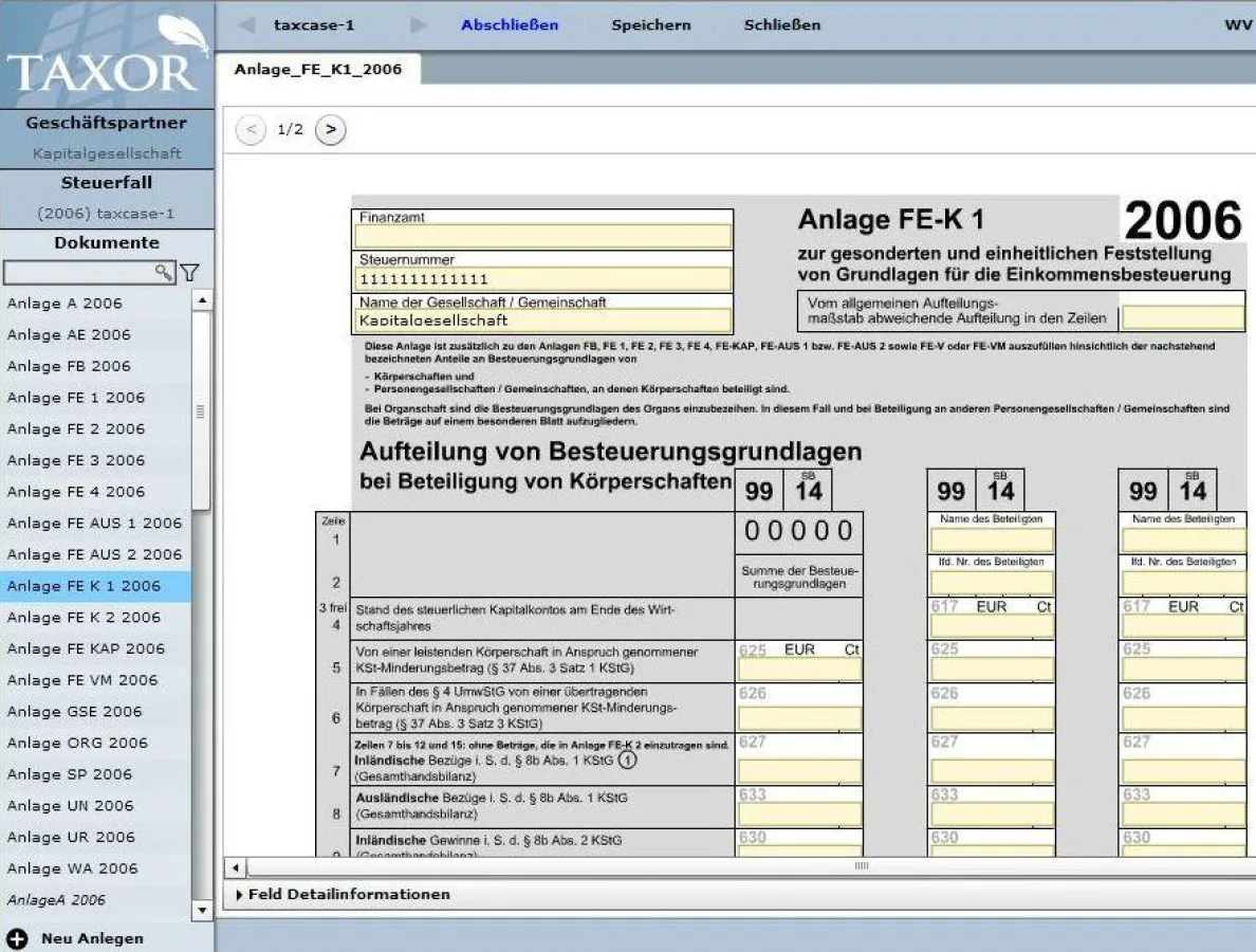 Steuererklärung mit TAXOR