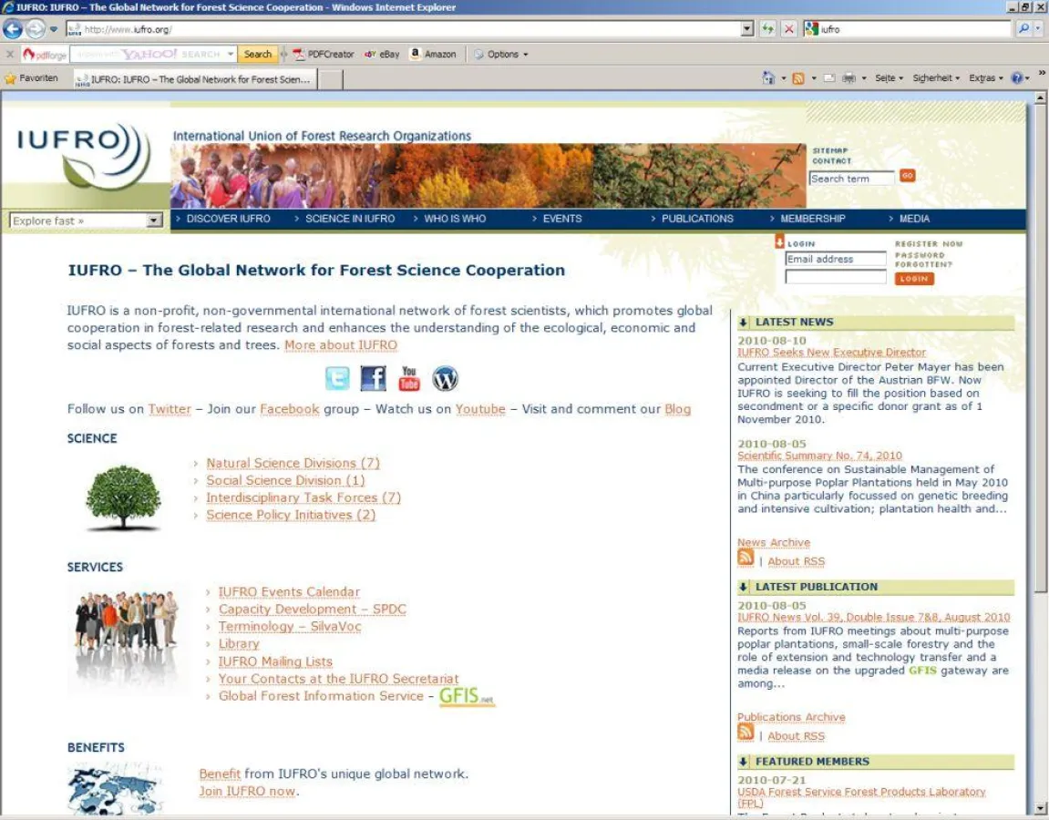 Die Homepage des IUFRO