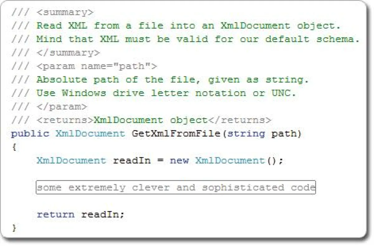 Positiv-Beispiel: Konkrete Kommentare machen die Quellcode-Dokumentation hilfreicher.