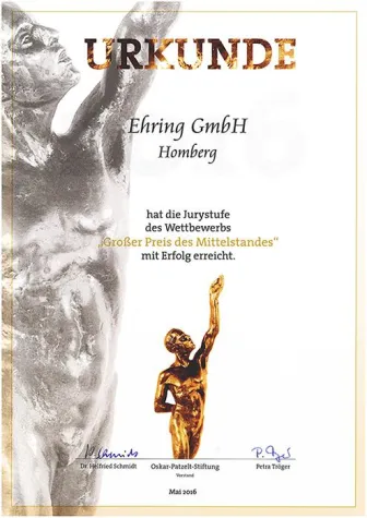 Bild: Ehring GmbH steuert „Unternehmer-Oskar“ an