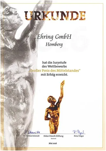 Bild: Ehring GmbH steuert „Unternehmer-Oskar“ an