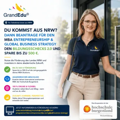 Bild: Bildungsscheck NRW 2.0: GrandEdu macht auf Förderchance für MBA und berufliche Weiterbildung aufmerksam